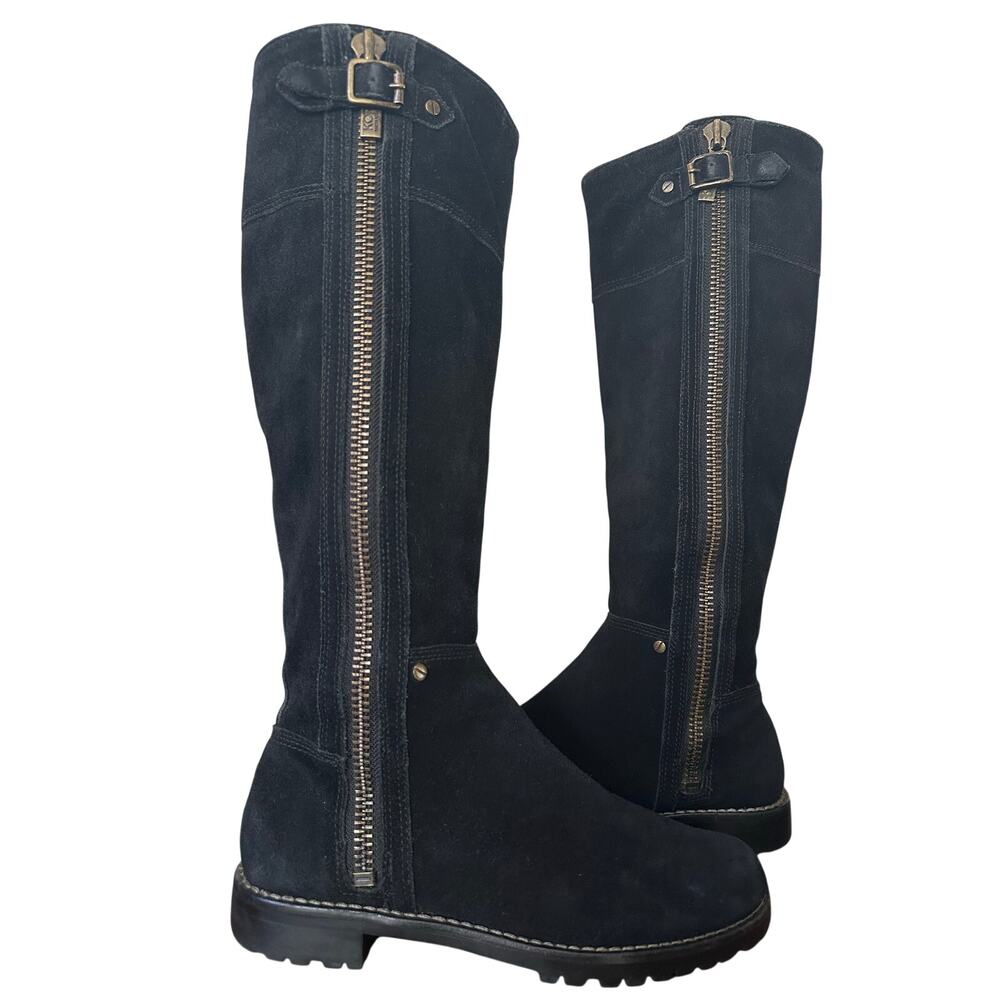 Vintage Y2K Kors Michael Kors Suede Boots Black Size 8.5 Knee High Full Zipper